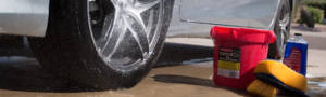wheels being washed with water