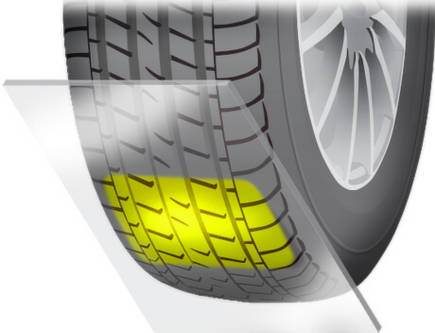 Contact Patch of a tire against a clear surface