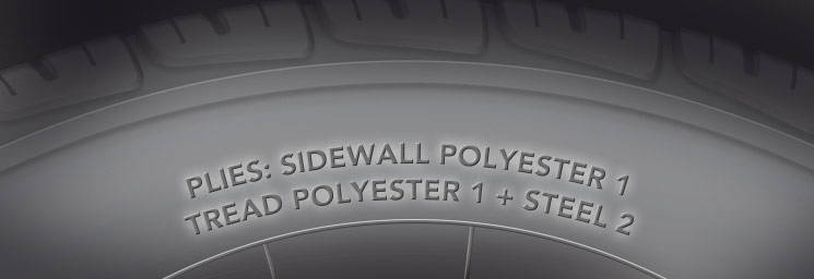 Tire Sidewall showing Ply Construction information