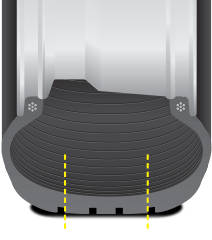 illustration of overinflated tire