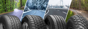 Four types of tires against four driving terrains