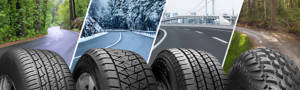 Four types of tires against four driving terrains