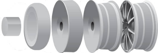 An image pieces of a forged wheel