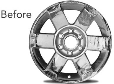 Before image of damaged car wheel/rim