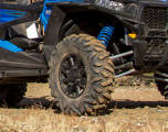 ATV Tires on a blue ATV