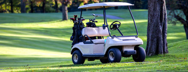 Golf cart featuring lawn tires