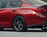 Split-Spoke Wheels on a dark red car