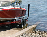 Custom wheels on a boat trailer