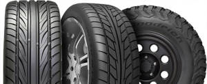 Three views of three types of tires