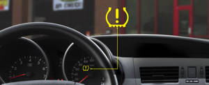 TPMS light on in a car's dashboard