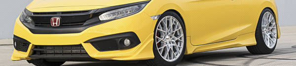 Yellow Honda Civic with silver TSW Sebring wheels.