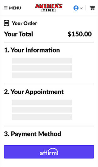 America's Tire online cart example