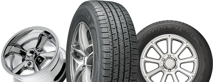 stylized image of wheels and tires