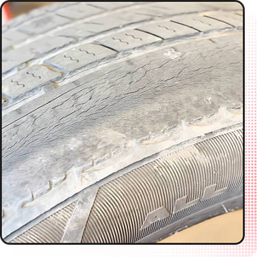 An image of a tire with alignment wear
