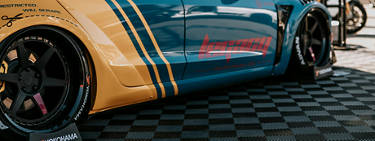 A close up image of a sports car with Yokohama tires