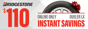 Instant Savings: $110 Off Bridgestone Dueler LX Tires
