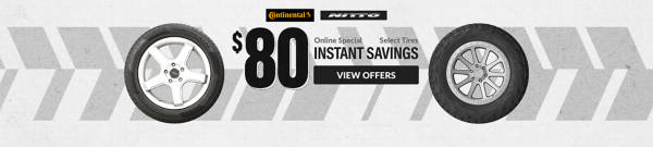 Online Special: $80 Instant Savings on select tires ... view offer