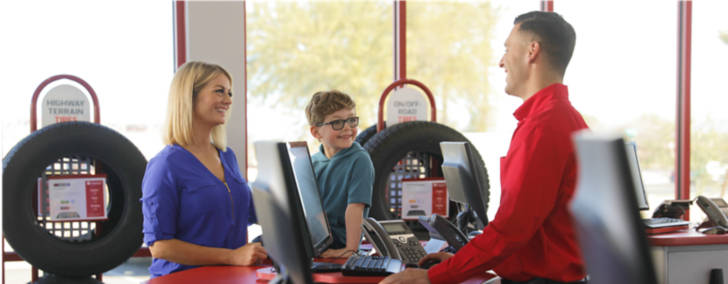 Customers getting helped in the store