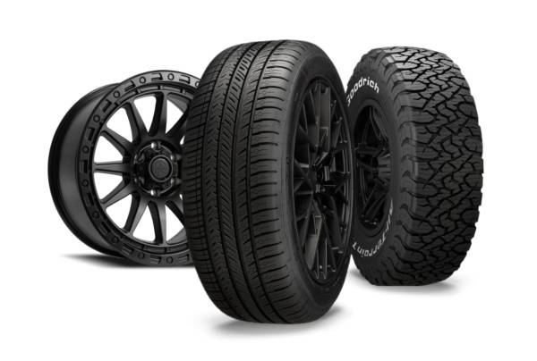 stylized image of wheels and tires