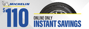 Instant Savings: $110 Off Michelin Tires