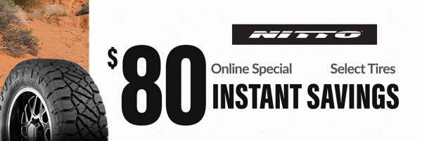 $80 Instant Savings on select Nitto tires