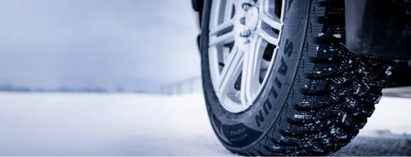 Winter Sailun tire parked on a snowy road.