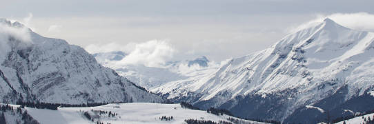 snow covered mountains in winter