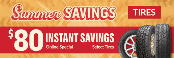 Summer Savings: $80 OFF Instantly on Select Tires